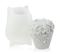 Aboiled Cylinder Candle Molds Silicone, 3D Rattan Flowers Silicone Candle Mould for Aromatherapy Candle, (A)