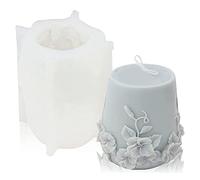 Aboiled Cylinder Candle Molds Silicone, 3D Rattan Flowers Silicone Candle Mould for Aromatherapy Candle, (B)