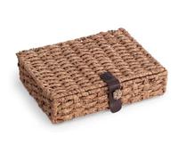 Aboiled Decorative Box with Lid-Water Hyacinth Woven, Wicker Storage Basket for Shelf& Coffee Table Large