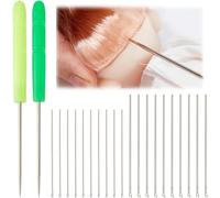 Aboiled Doll Wig Rehair Tools Including 2 Pcs Reroot Tools and 20 Pcs Stainless Steel Hair Rooting Holders 1.27-1.6 Inch