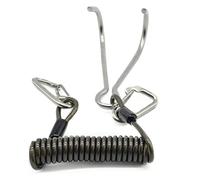 Aboiled Double Head Dive Reef Rafting Hook Stainless Steel Reef Hook Spiral Coil Spring Cord Hook Dive Safety Accessory Black