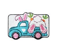 Aboiled Easter Bath Mat, Bunny Truck Bathroom Rugs - Farmhouse Easter Decorations for the Home - Spring Cute Bathroom Rugs A