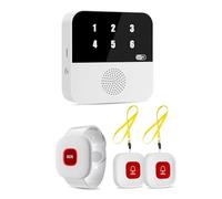Aboiled Emergency Alert Button WiFi Caregiver Pager Smart Call System Display Caller+ Wristband+ 2 Call Buttons for Elderly