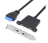 Aboiled Expansion Card 0.5m Front PCI Card Slot USB 3.1 Port 20pin Female to Dual TYPE-C Female Data Cable with Bezel