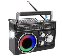 Aboiled FM AM Bluetooth Solar Retro Radio Outdoor Emergency Multifunction Radio Player Disaster Prevention Radio with Lighting