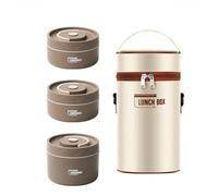 Aboiled Food Warm Lunch Container,Stainless Steel Thermal Lunch Container Portable Thermal Bento Box Food Container Brown B and Portable Easy to Use