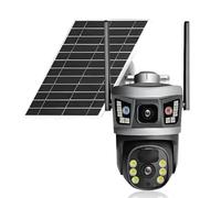 Aboiled Full Color 6MP V380Pro Dual Lens Solar Powered 4G IP Dome Camera AI Humanoid Detection Home Security CCTV Baby Monitor 4G Version (Only for Asia Pacific)
