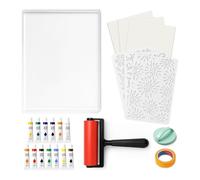 Aboiled Gel Plate Kit Set 8x10inch for Card Making,Scrapbooking with Gel Printing, Rubber Roller, Watercolor Paints& Stencils