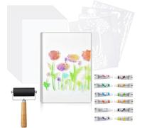 Aboiled Gel Printing Plate Kit-8 X 10 Inch, Complete Monoprinting Set with Brayer, Acrylic Paint,Paper& Tools for Card Making