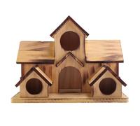 Aboiled Hanging Bird House, Hanging Wooden Bird House for Outside 6 Hole Courtyard Backyard Decorations