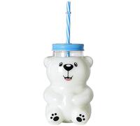 Aboiled Kawaii Bear Sippy Cup 18.6oz Clear Bear Glass Cup Cute Kawaii Bear Glass Bottle Mug Smiling Bear