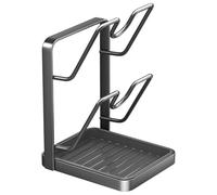 Aboiled Kitchen Pot Lid Rack with Drainage Tray, Countertop Cutting Board Storage Rack Multi-Functionality, Space-Saving Design Easy to Use B