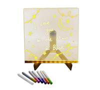 Aboiled LED Notepad with Colors, Illuminated Acrylic Notepad with Colors, Notepad with Adjustable Stand and 7 Pens