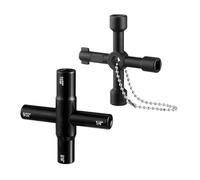 Aboiled Multifunctional Heavy-Duty Water Valve Key Tool 2PC 4 Way Water Key Wrench,40Cr Universal Utility Sillcock Key