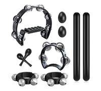 Aboiled Musical Instrument Set- 10 Pcs Half Moon Tambourine Rhythm Sticks, Bells Tambourine, Wrist Bells, Egg Shakers, Sand Hammers