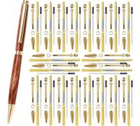 Aboiled Pack for DIY Lathe Turning Pen Kit-20Pack Slimline 7mm Wood Turning Twist Pen with Refills, Brass Hardware& 5 Finishes