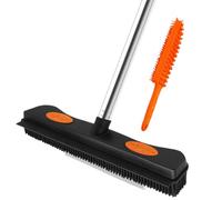 Aboiled Pet Hair Removal Broom, Fur Remover Tool 60 Inches Rubber Brush Carpet Rake with Silicone Squeegee