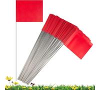 Aboiled Red PVC Waterproof Marking Flag 100pcs Lightfast for Garden for Small Yard Markers Survey Irrigation Landscape Flags