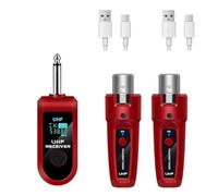 Aboiled Red UHF XLR Adapter System Wireless Microphone Transmitter Receiver for Dynamic Microphone Guitar Audio Mixer PASystem B
