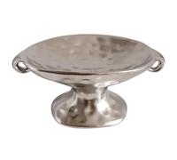 Aboiled Retro Style for Home Decoration Bathroom Baking Soap Storage Double-Eared Ceramic Soap Dish 1Pc High-Foot Tray Silver