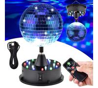Aboiled Rotating 5-Inch Disco Ball Party Lights with Remote Control, Adjustable 6-12 RPM Speed, 18 LEDs DJ Lighting, Dual-Purpose Hanging/Table