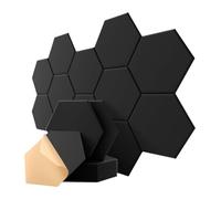 Aboiled Set of 12 Hexagon Acoustic Panels, 12in X 10in X 0.4in, Self-Adhesive Soundproofing for Recording Studio and Office