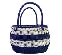 Aboiled Small Blue and White Outdoor Picnic Basket, Shopping Basket, Picking Basket, Gift Basket, Portable Basket