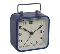 Aboiled Small Metal Square Alarm Clock Desktop Silent Clock Students Sleep Quartz Watch Clock Blue