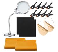 Aboiled Sports Cards Grading Kit Card Grading Centering Tool Flattening Kit, LED Magnifying Table Lamp,Clear Acrylic Round Lenses
