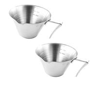 Aboiled Stainless Steel Espresso Pouring Cup with Handle 2 Pack Double Shot Espresso Cups Silver