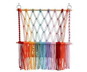 Aboiled Stuffed Hammock Tapestry Space Saving Boho Macrame Wall Hanging Handwoven Plush Toys Holder Net for Play Room Decor,A