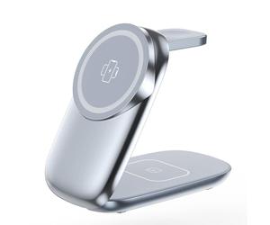 Aboiled Three-In-One Wireless Charger Foldable Design, Mini Size& Portable 15W Fast Charging for Mobile Phones Grey