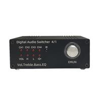 Aboiled Treble and Adjustment 4-In-1 Stereo Audio Switcher Supports Volume Control Sound Quality Settings Effect