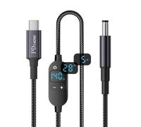 Aboiled Type C USB-C Input 140W Power Cable DC Jack USB-C to DC Adapter Output 5.5x2.5mm Supports 20V 15V 12V 9V 5V Smart LED Display