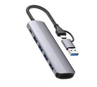 Aboiled USB Hub 3.0 7 in 1 Type-C Splitter for PC Laptop Tablet Docking Station High-Speed USB Disk Support for Office Work
