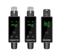 Aboiled XLR 2.4G Wireless Microphone Adapter Transmitter Receiver System for Dynamic Mic, Guitar Audio Mixers 2TX 1RX