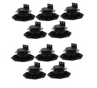 Aboiledy 10 Pack Adjustable Deck Support Pedestal, Floating Deck Base Supports 1-3/16" to 2-3/8" Height, Heavy Duty Black