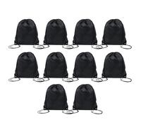Aboiledy 10 Pcs Drawstring Bags, Black Sports Marathon Drawstring Bag Waterproof Gym Bags, Storage Backpack, Sports Cinch Sack Backpack for Beach, Travel, Swimming, Holiday, Gym Sport