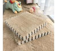 Aboiledy 10 Pcs Plush Foam Floor Mat, Non Slip Cuttable Thick Interlocking Carpet Tiles, Camel Soft EVA Fuzzy Mat Flooring Carpet Tiles, Area Rugs, Felt Floor Mat Tiles for Yoga, Bedroom, 30x30x1 cm