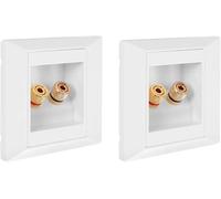Aboiledy 2 Pcs Wall Socket with 2 Jack Speaker Ports, Multimedia Speaker Boxes Wall Socket Wall Plate with Banana Plug Sockets, Gold Plated Connectors, Banana Plug Speaker Wall Plate
