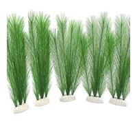Aboiledy 5Pcs Aquarium Decorations Fish Tank Artificial Green Wild Bush Reeds Made of Silk Fabrics Plastic, Artificial Green Water Grass Plant for All Fish and Pets