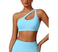 ABOIW Womens Seamless One Shoulder Sports Bra Cutout Adjustable Strap Asymmetric Padded Workout Crop Tank Tops