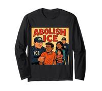 "ABOLISH ICE" Comic-Style Protest Graphic Long Sleeve T-Shirt