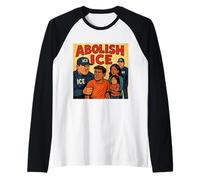 "ABOLISH ICE" Comic-Style Protest Graphic Raglan Baseball Tee