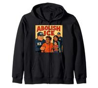 "ABOLISH ICE" Comic-Style Protest Graphic Zip Hoodie