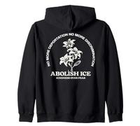 Abolish ICE Floral Line Art Protest Statement Design Zip Hoodie