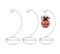 Abom 9in Ornament Display Stand, 3 Pack Silver Iron Hanging Hook Hanger for Glass Globe, Air Plant Terrarium, Witch Ball, Daily Ornaments, and Wedding Decor
