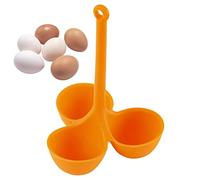 Abonda Boiled Egg Holder, High Temp Resistant Silicone Egg Cooker, Dining Kitchen Tools 3-Grid Egg Holder Reusable Cookware for Eggs Boiling and Poaching