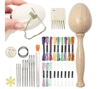 Abonda Darning Egg Kit, Darning Wool Easy Grip, Large Eye Needles Sewing Threads for Socks Clothes Adults Darner Handicraft Home Sewing Care