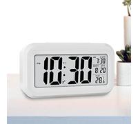 Abonda Digital Clock - Led Clock with Smart Light Control,Silent Clock Radios, Room Equipment for Light Sensitive People, Heavy Sleepers, Children, Teenagers Use, White